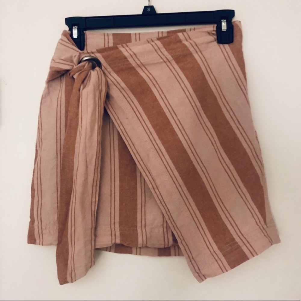 Free People stripes tie wrap mini skirt